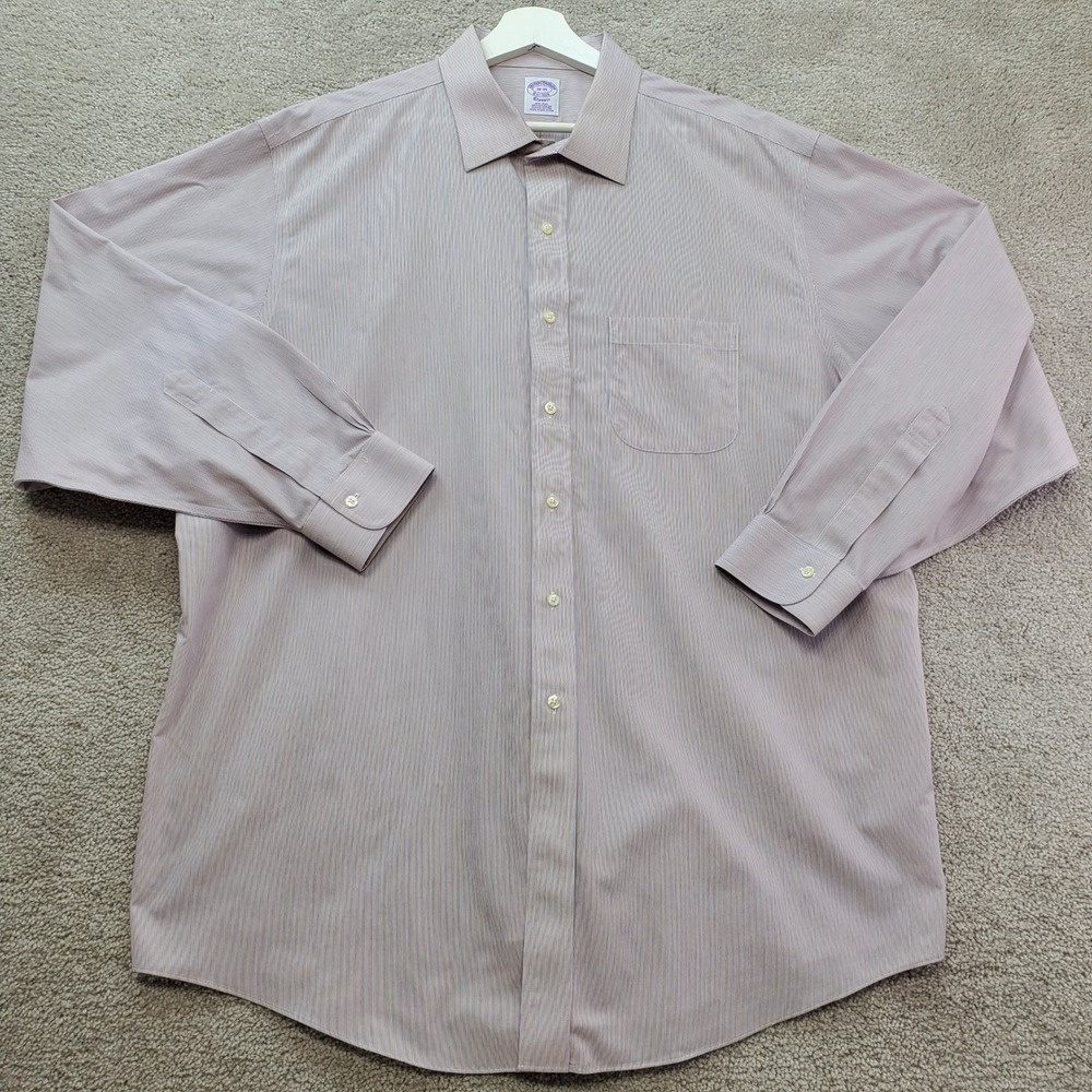 Brooks Brothers Dress Shirt Mens 18/35 Multi Stripe Cotton Non Iron Classic Fit